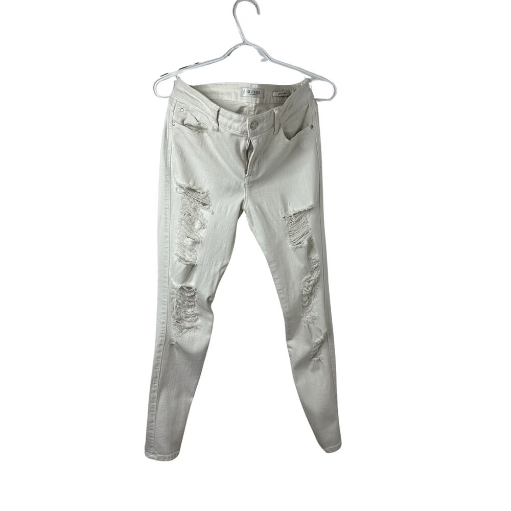 Guess Women's White Distressed Skinny Jeans